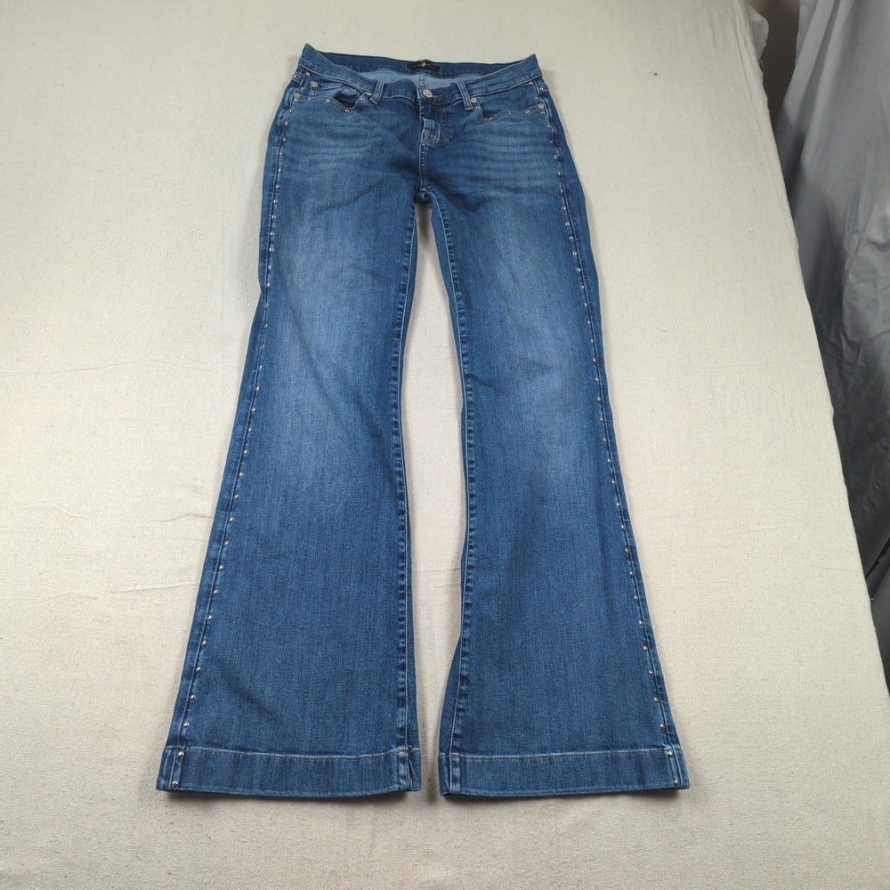 7 For All Mankind Jeans Womens 30 Blue Dojo Jukebox With Studs Flare Hippie Boho